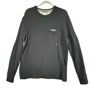 Relwen Thermal Crewneck Mens XL Black Micro Waffle Thermal Huckberry Pocket